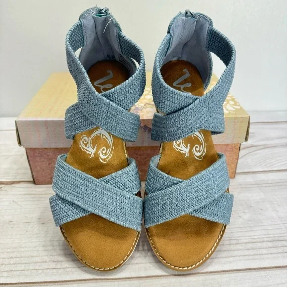 Very G Blue Sadie Strappy Woven Canvas Espadrilles Sandals NEW in Box - Picture 4 of 10